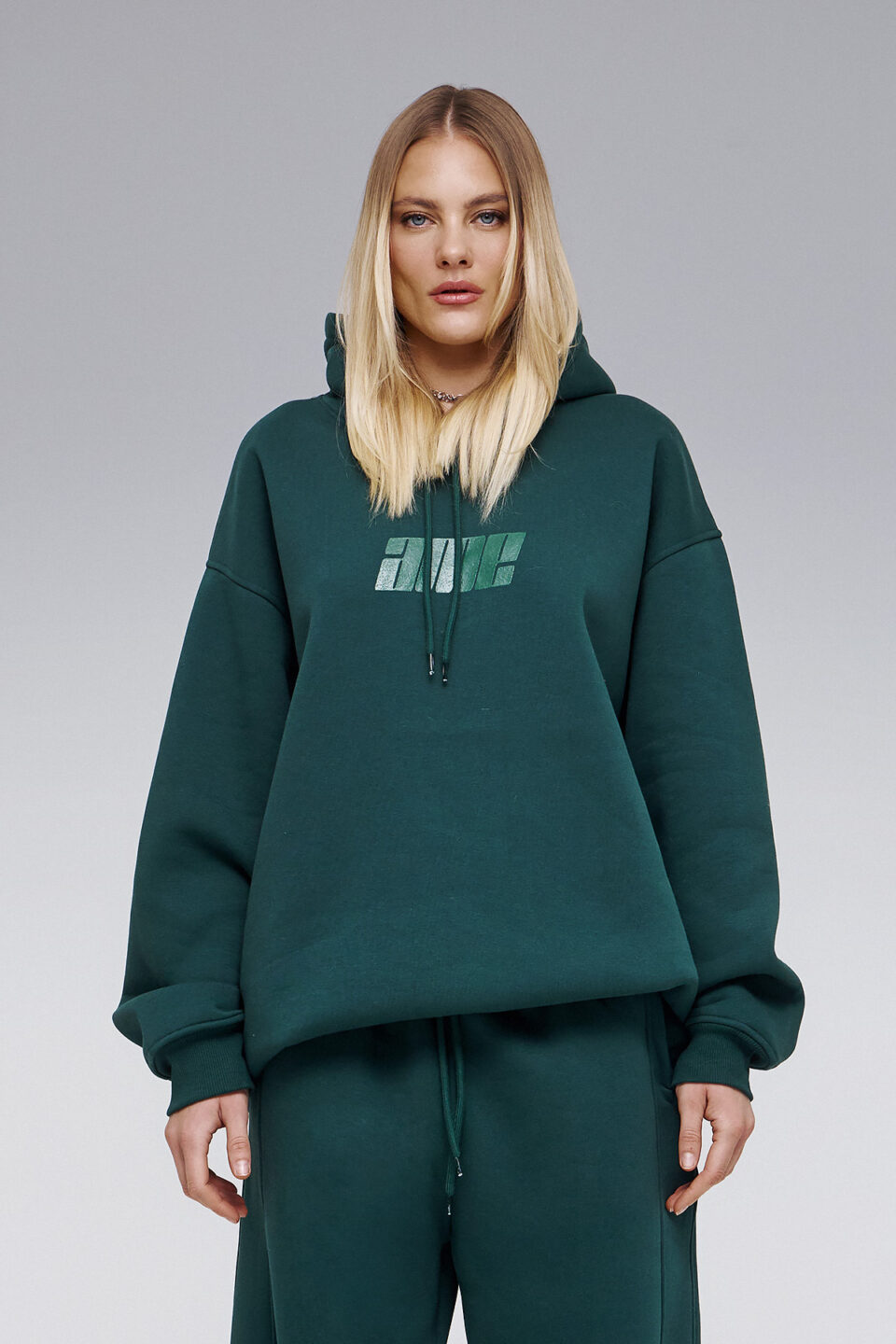 HOODIE RACING IN DARK TEAL GREEN