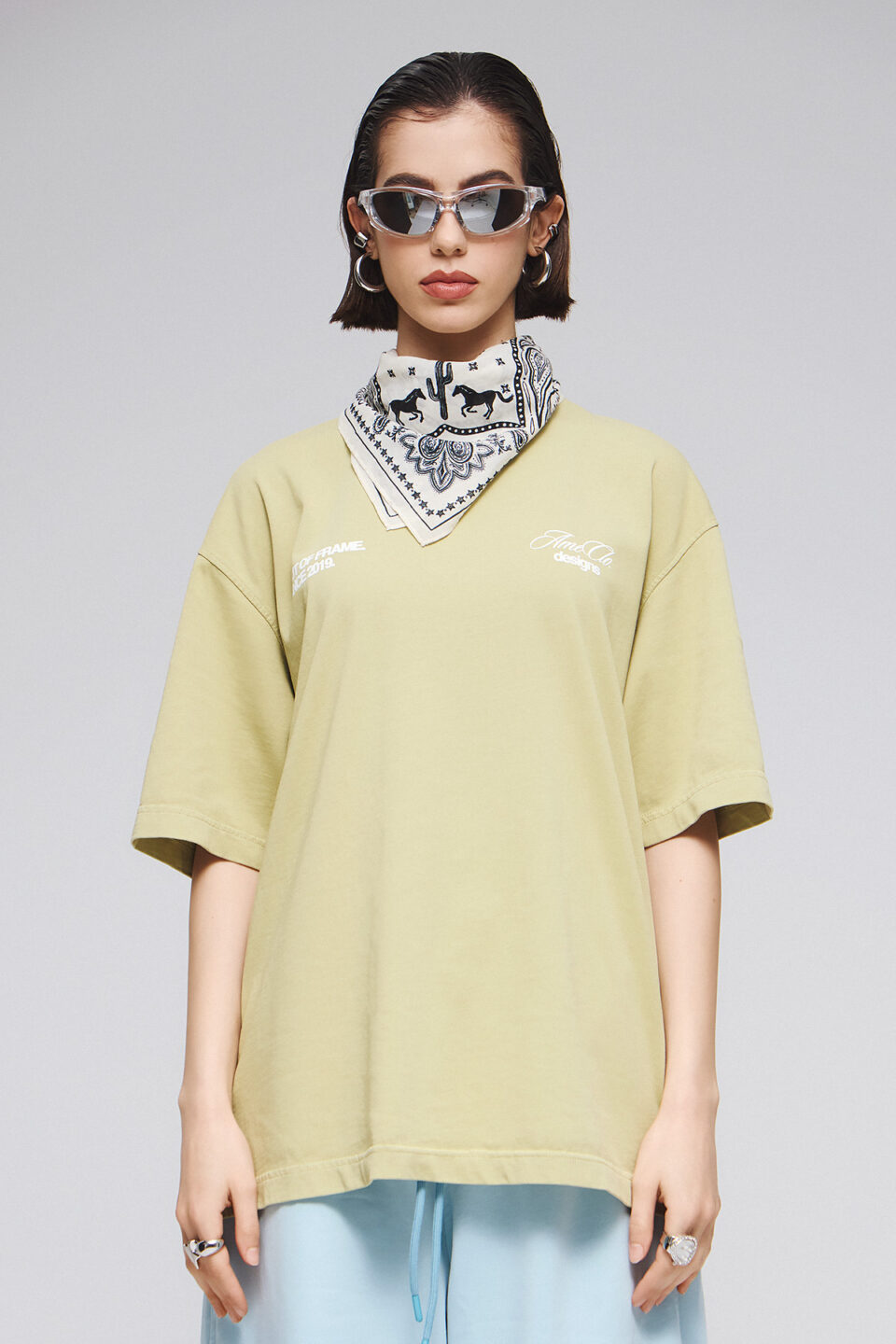 T-SHIRT OUT OF FRAME IN SAGE GREEN