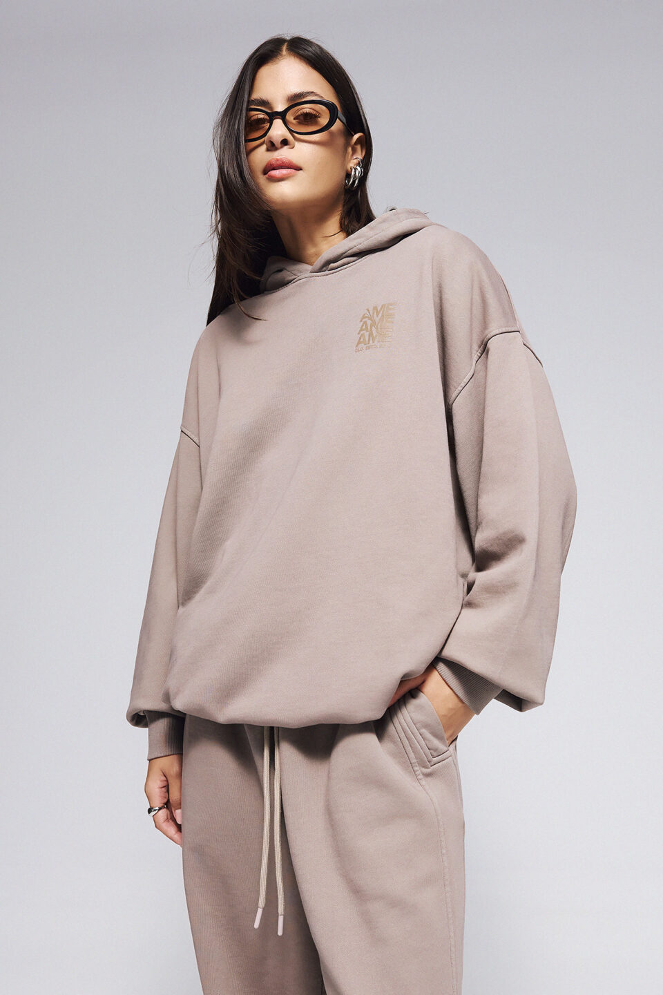 HOODIE WAVY IN STONE WASHED ELEPHANT
