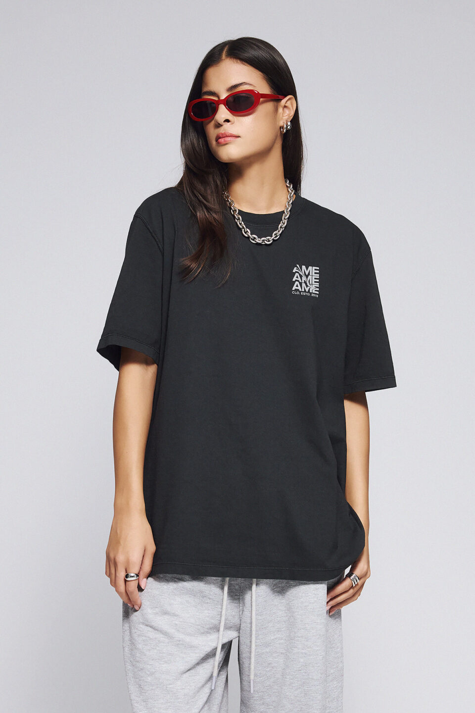 T-SHIRT WAVY IN STONE WASHED BLACK