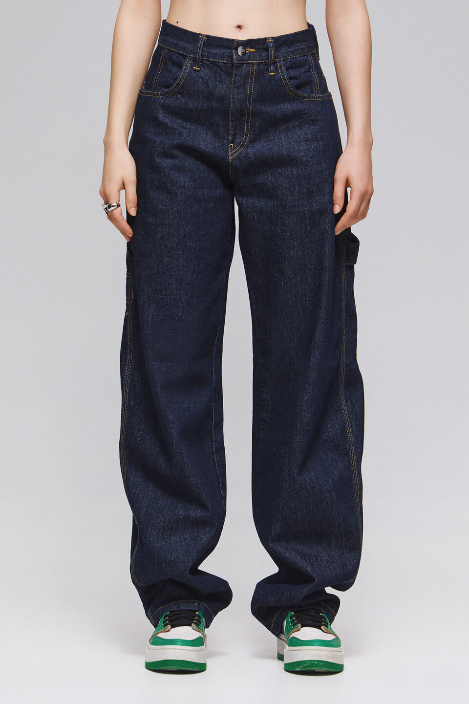 LOOSE FIT DENIM JEANS-DEEP INDIGO WASH