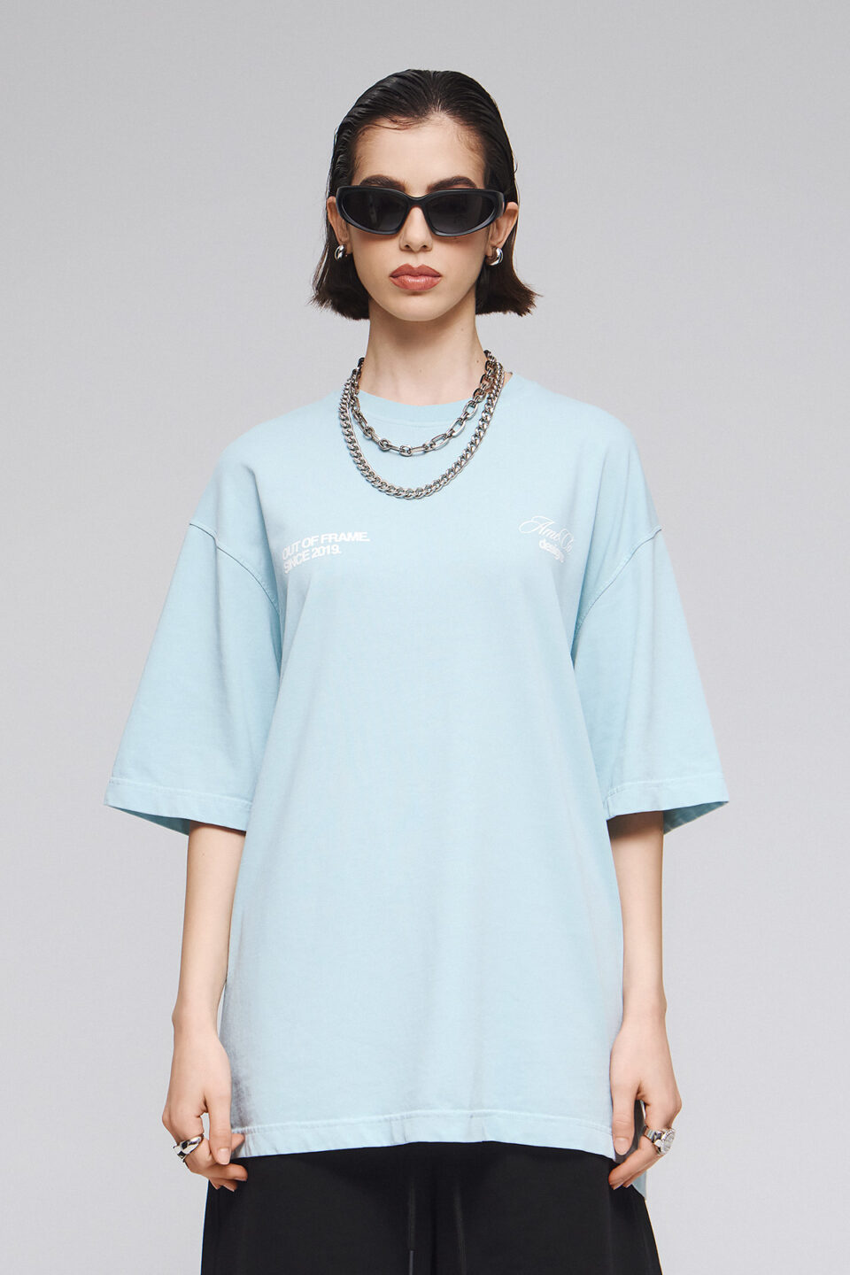 UNISEX T-SHIRT OUT OF FRAME IN ICY BLUE