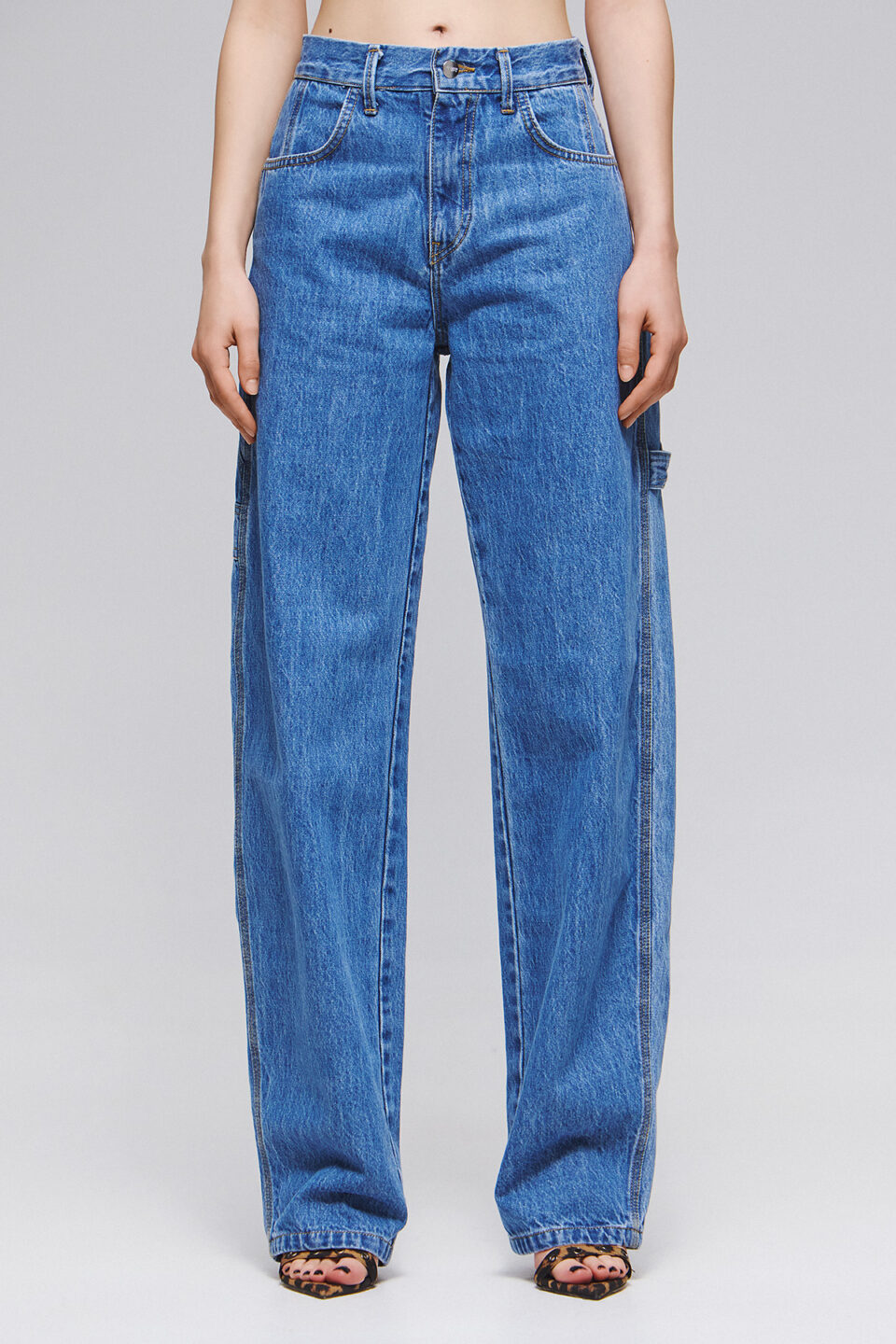 LOOSE FIT DENIM JEANS-STONEWASHED BLUE