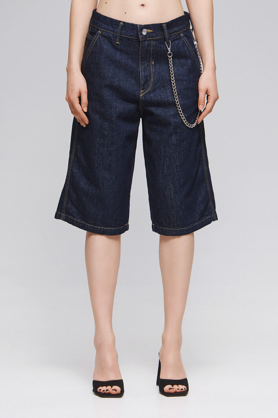 LOOSE FIT DENIM SHORTS-DEEP INDIGO WASH